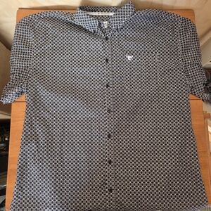 Cowboy Hardware Men's XXL Short Sleeve Button Up Black White Western Shirt